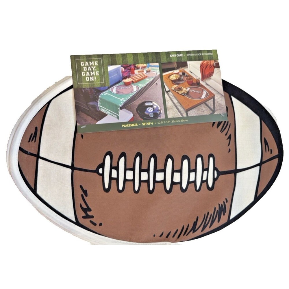 Game Day Game On Fabric Football Placemats Set Of 4 Tailgating Indoor Outdoor